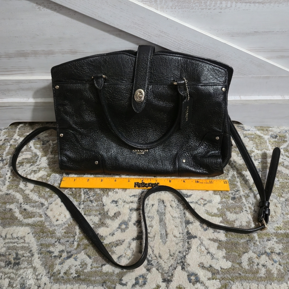 Coach Black Leather Mercer Satchel - Picture 2 of 6